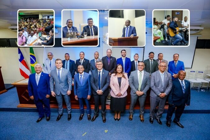 Prefeito Devaldo Soares discursa durante cerimônia no plenário Walter Jorge dos Santos.