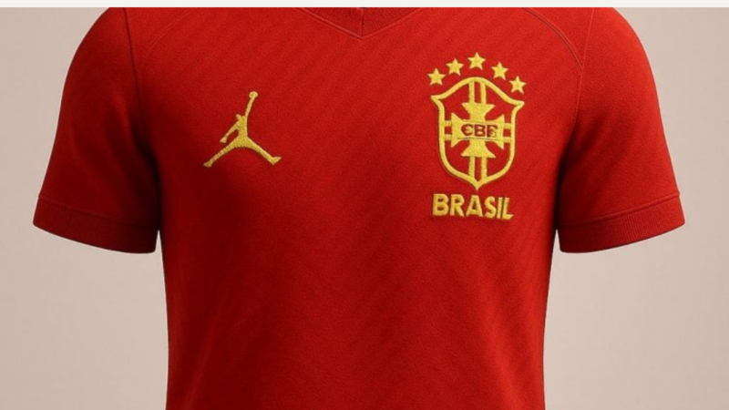 Nova camisa da Seleção Brasileira vermelha com logotipo da Jordan