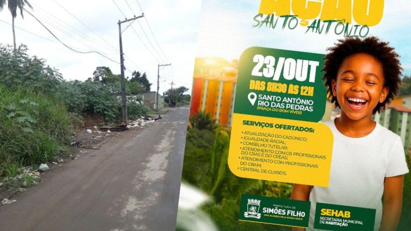 Moradores de Santo Antônio do Rio das Pedras durante ação social da Prefeitura de Simões Filho