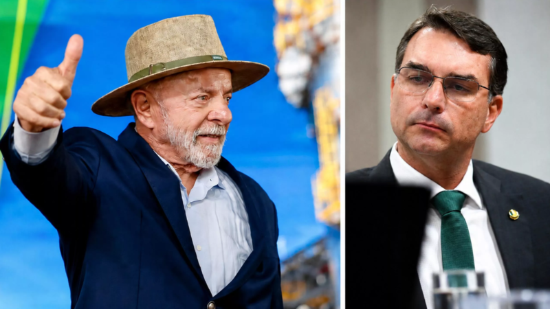 Gráfico de intenções de voto mostra Lula à frente de Flávio Bolsonaro em pesquisa nacional