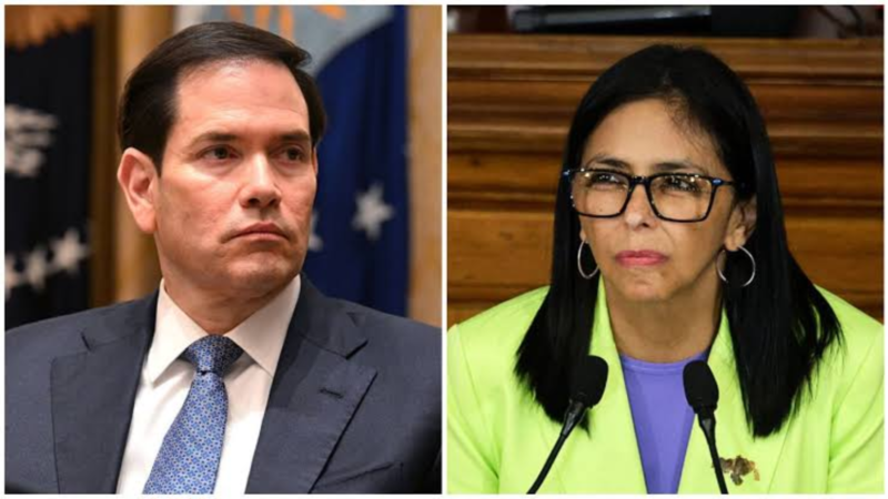 Bandeiras dos Estados Unidos e da Venezuela em meio a tensão política