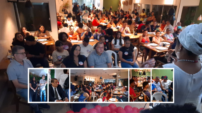 Público lota reunião política organizada pelo diretório municipal na Pizzaria Della Cruz, em Simões Filho.