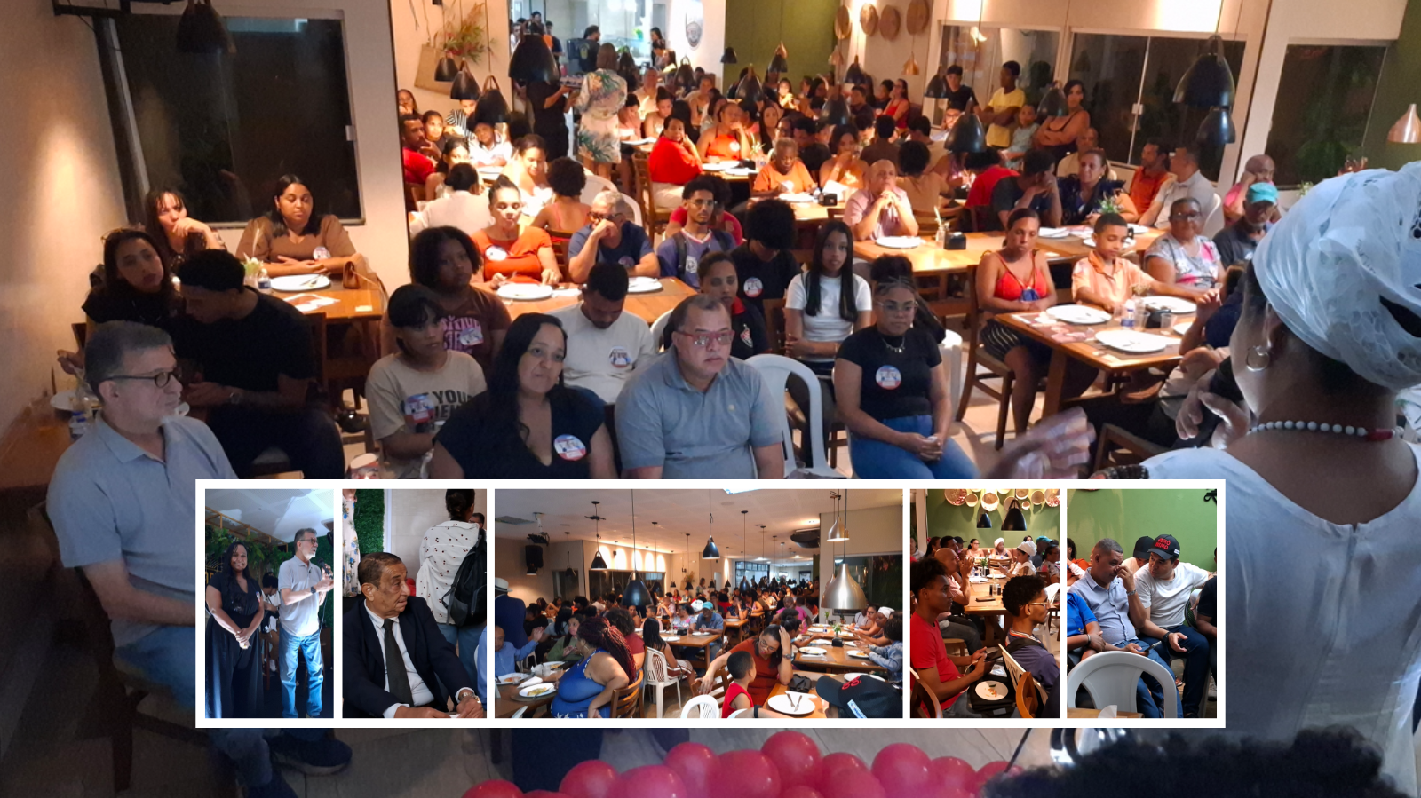 Público lota reunião política organizada pelo diretório municipal na Pizzaria Della Cruz, em Simões Filho.