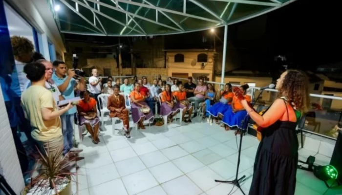 Apresentação cultural durante evento Varanda Cultural promovido pela Secretaria de Cultura em Simões Filho.