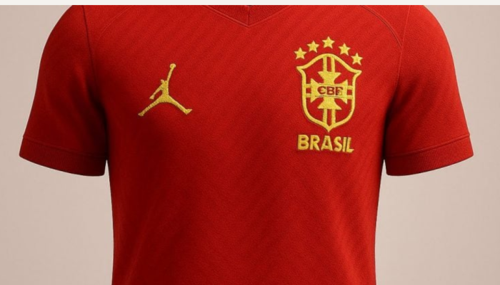 Nova camisa da Seleção Brasileira vermelha com logotipo da Jordan