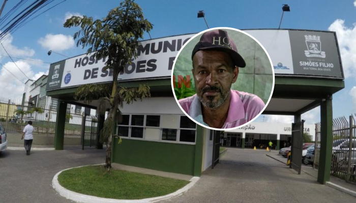 Entrada do Hospital Municipal de Simões Filho, onde paciente recebeu atendimento e deixou a unidade após medicação.