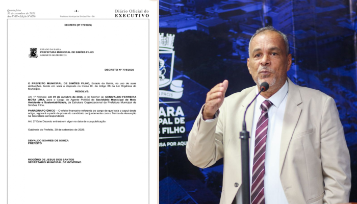 Publicada a Nomeação do Novo Secretário da SEMAS de Simões Filho!