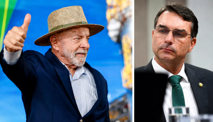 Gráfico de intenções de voto mostra Lula à frente de Flávio Bolsonaro em pesquisa nacional