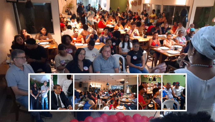 Público lota reunião política organizada pelo diretório municipal na Pizzaria Della Cruz, em Simões Filho.