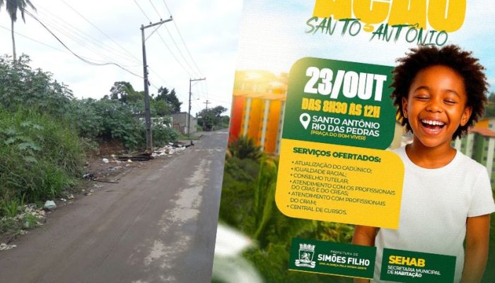 Moradores de Santo Antônio do Rio das Pedras durante ação social da Prefeitura de Simões Filho